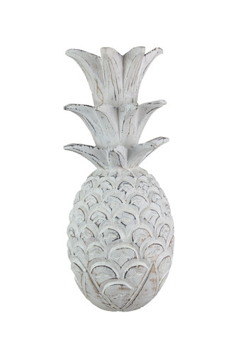 15.5 Inch White Pineapple Hanging Wall Art Carved Wood Sculpture Home Decor Main image