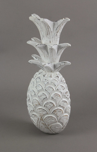 15.5 Inch White Pineapple Hanging Wall Art Carved Wood Sculpture Home Decor Additional image