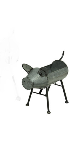 Galvanized Metal Indoor/Outdoor Pig Planter Sculpture Main image