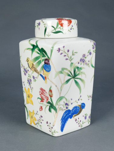 AA Importing Birds and Flowers Square Ginger Jar with Lid Main image