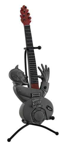 Evil Entertainer Pewter Grey Fiery Demon Guitar Coin Bank Main image