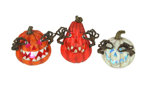 Set of 3 Multicolor LED Jack-o-Lantern Figurine Halloween Lights Pumpkin Decor Main image