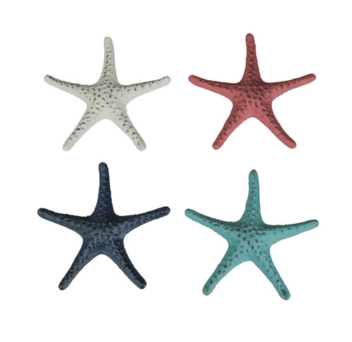 Set of 4 Cast Iron Starfish Home Decor Sea Sculpture Coastal Table Decorations Main image