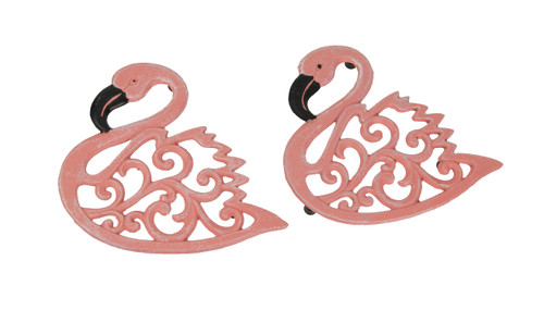 Set of 2 Cast Iron Pink Flamingo Decorative Trivets Home Kitchen Accessories Main image