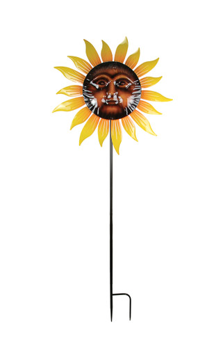 72 Inch Sun Face Metal Kinetic Wind Spinner Garden Stake Lawn Art Main image