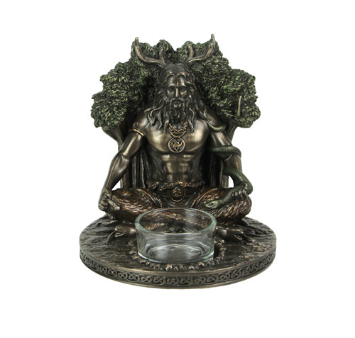 Celtic Horned God Cernunnos Bronze Finished Tealight Candle Holder Main image