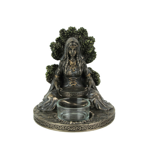 Celtic Goddess Danu Mother Earth Bronze Finished Tealight Candle Holder Main image