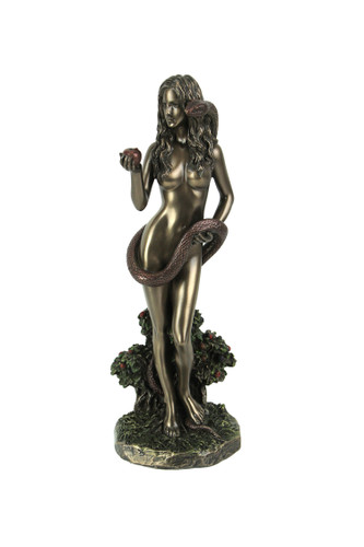 Biblical First Woman Eve With Serpent Bronze Finish Statue Bible Genesis Main image