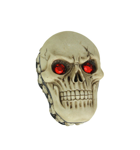 Creepy Human Skull Lidded Trinket Box With Jeweled Red Eyes Main image