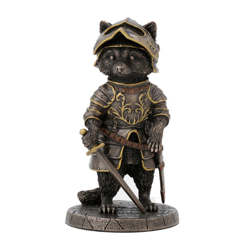 Sir Laveur Raccoon Man at Arms Animal Knight Cold Cast Bronze Finish Statue Main image