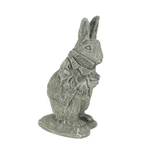 Alice in Wonderland White Rabbit Light Gray Finish Statue 14 in-CEMENT Additional image