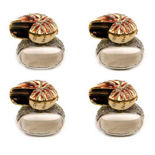 Set of 4 Rhinestone Encrusted Metal Nautilus Shell Napkin Rings Main image