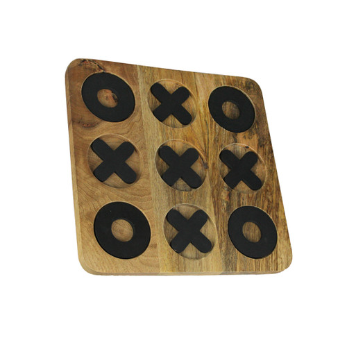 Carved Wooden Tabletop Tic Tac Toe Game Hand Painted X and O 11.75 Inch Main image