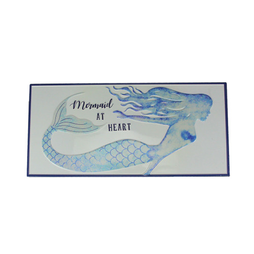 Blue / White Enamelware Mermaid at Heart Metal Wall Sign Coastal Decor Main image