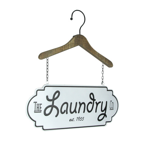 The Laundry Co. Vintage Look Hand Painted Metal and Wood Sign Wall Hanging Main image