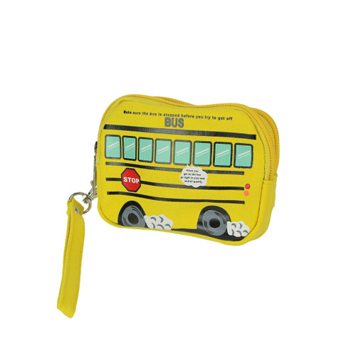 Bright Yellow Canvas School Bus Wristlet Clutch Purse Main image