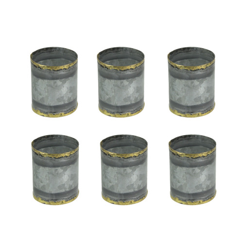 Set of 6 Galvanized Metal Napkin Ring Holder Rustic Farmhouse Table Cloth Decor Main image
