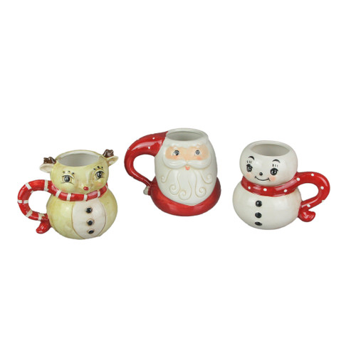 Johanna Parker Designs Ceramic Christmas Mugs Vintage Reindeer Santa Snowman Set Main image