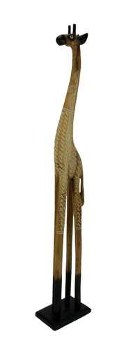 Scratch & Dent 40 Inch Tall Hand Carved Standing Wooden Giraffe Statue Main image