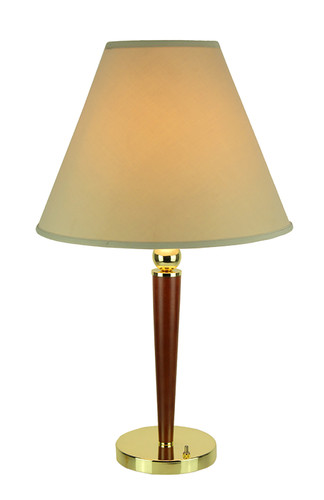 Wood and Polished Brass Finish Candlestick Table Lamp Main image