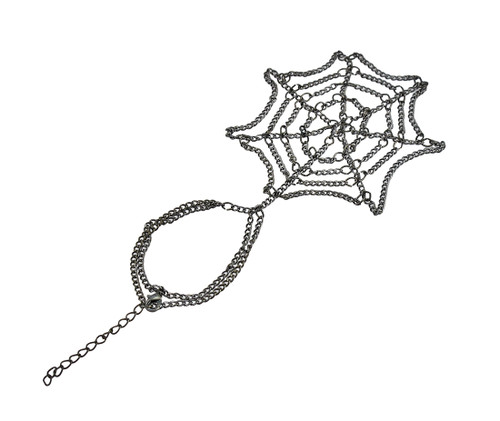 Gunmetal Finish Spider Web Design Link Hand Bracelet Main image