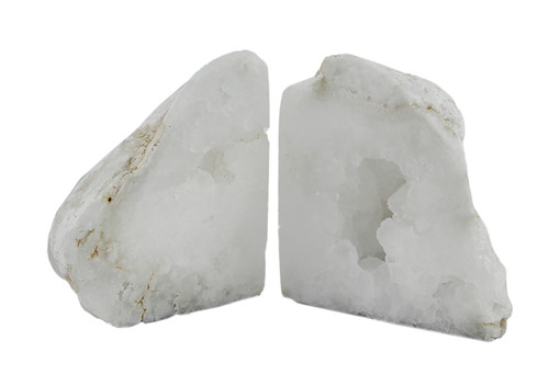 Natural White Geode Polished Quartz Crystal Bookends 4-7 Pounds Main image