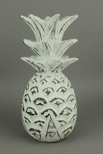 Distressed White Carved Wood Pineapple Decoration Additional image