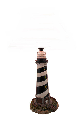 Cape Hatteras Black and White Striped Lighthouse Lamp Base Main image