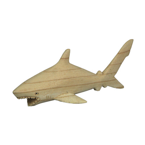 8 Inch Hand Carved Shark Wooden Sculpture Decorative Figurine Beach Home Decor Main image