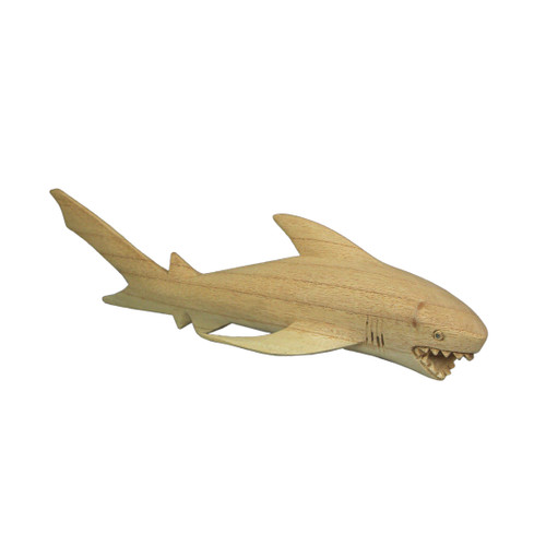 12 Inch Hand Carved Shark Wooden Sculpture Decorative Figurine Beach Home Decor Main image
