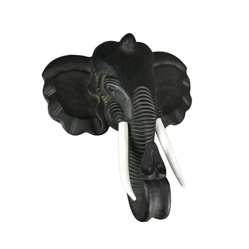 Hand Carved African Elephant Bust Sculpture Wall Art Décor Main image