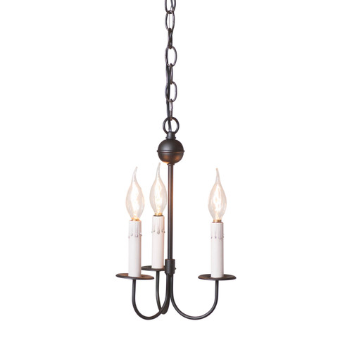 Irvins Country Tinware 3-Arm Small Westford Chandelier in Rustic Black Main image