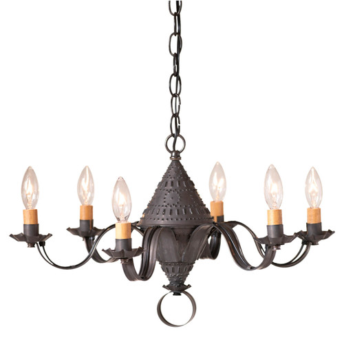 Irvins Country Tinware 6-Arm Small Concord Chandelier in Kettle Black Main image