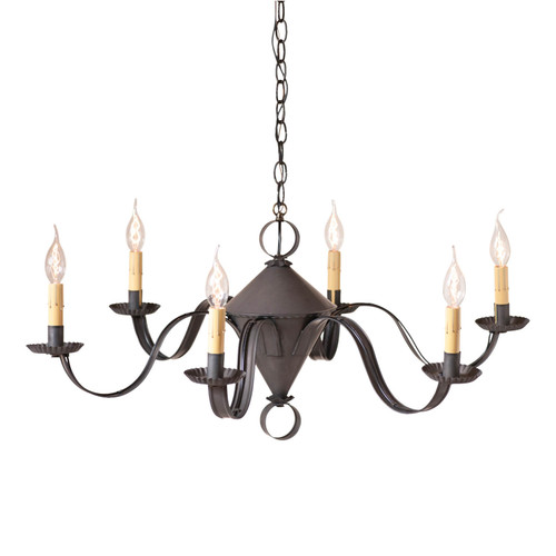 Irvins Country Tinware 6-Arm Public House Chandelier in Kettle Black Main image