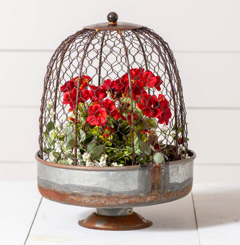 Irvins Country Tinware Chicken Wire Dome Planter Additional image