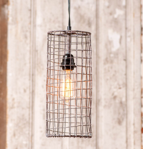 Irvins Country Tinware Wire Cylinder Pendant in Antique Brown Additional image