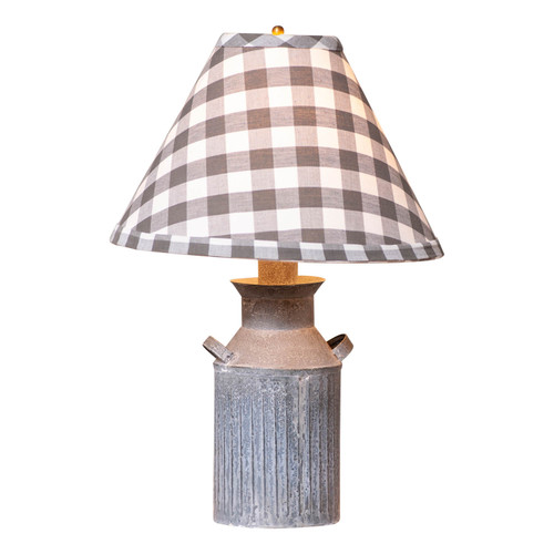 Irvins Country Tinware Milk Jug Lamp with Gray Check Shade Main image