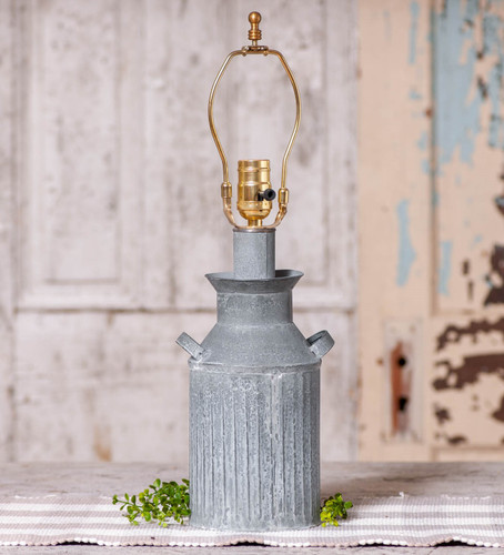 Irvins Country Tinware Milk Jug Lamp Base in Weathered Zinc Additional image