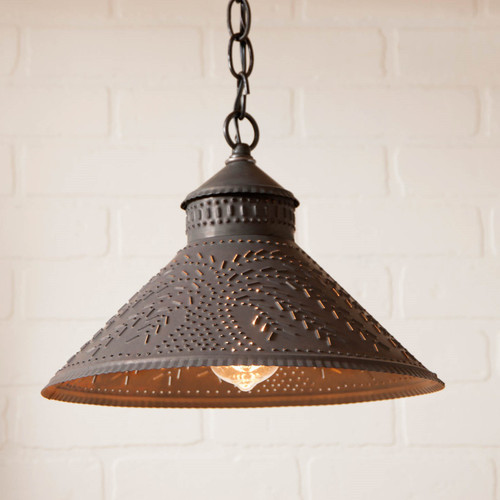 Irvins Country Tinware Stockbridge Shade Light with Willow in Kettle Black Additional image