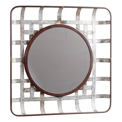 Irvins Country Tinware Metal Tobacco Basket Wall Mirror Main image