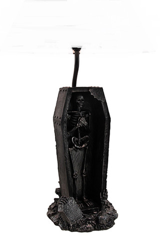 The Gloaming Skeleton in a Coffin Table Lamp Base Gothic Decor Main image
