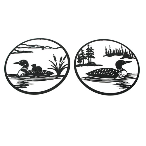 Set of 2 Metal Loon Plaques Decorative Art Home Decor Wall Hanging Sculptures Main image