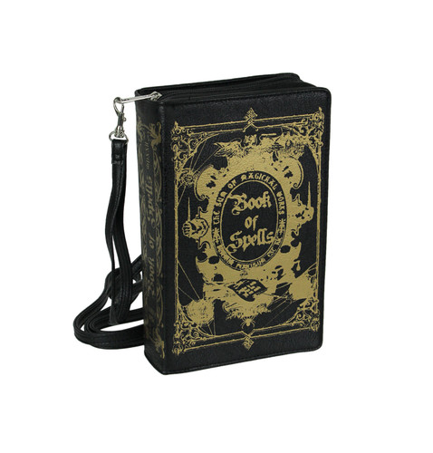 Black and Gold Book of Spells Hard Clutch with Removable Strap Main image