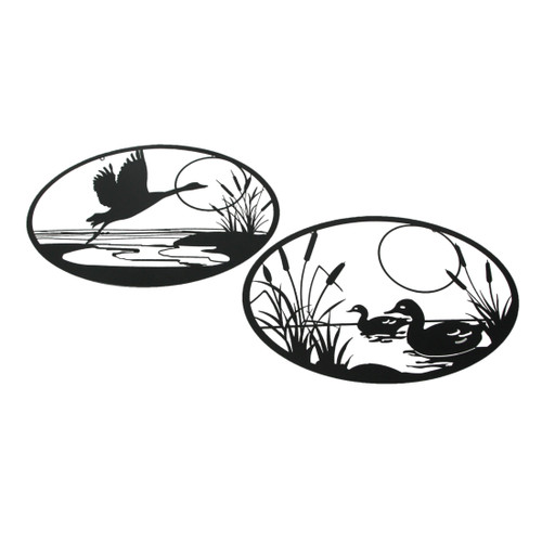 Set of 2 Black Metal Goose And Ducks Wall Art Decorative Sculpture Home Decor Main image