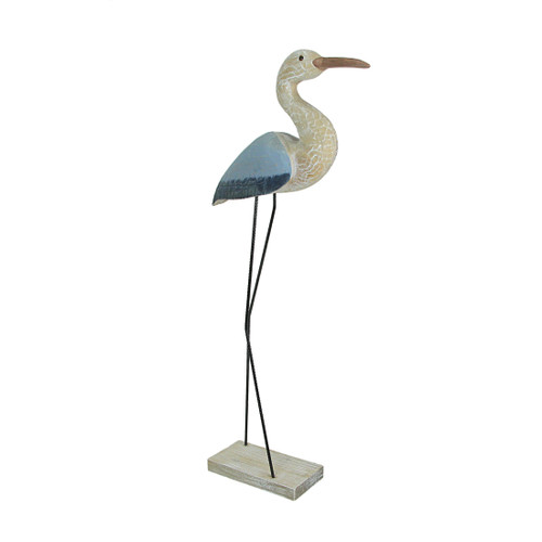 29 Inch Hand Carved Wood Blue Heron Bird Statue Home Coastal Decor Sculpture Art Additional image