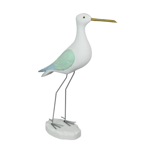 16 Inch Hand Carved White Painted Wood Bird Statue Home Coastal Decor Sculpture Main image