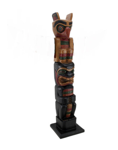 20 Inch Tall Northwest Coast Style Wooden Totem Pole Main image