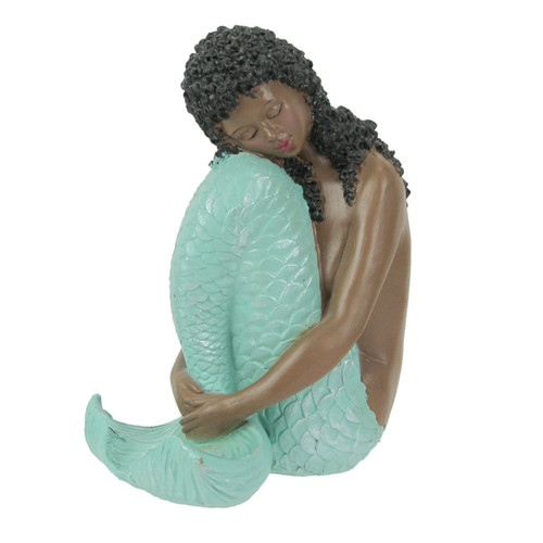 Resin Mermaid Sitting Figurine Beach Home Coastal Decor Statue Decorative Art Main image