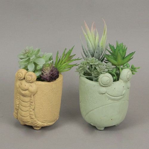 Set of 2 Snail & Frog Resin Planters Indoor Outdoor Cute Succulent Flower Pots Additional image