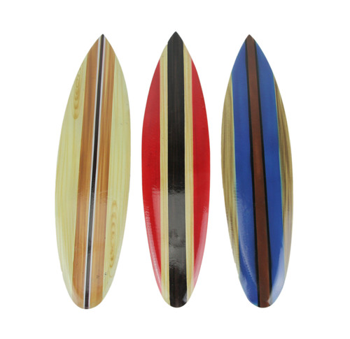 Set of 3 Wooden Striped Surfboard Wall Hangings 16 Inches Long Main image